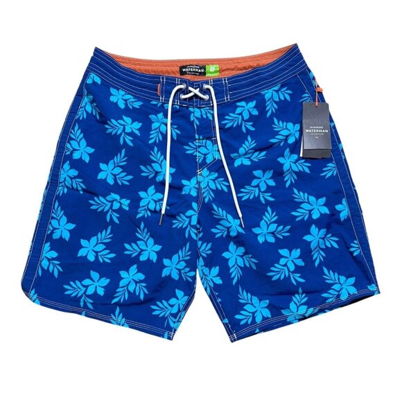 Quiksilver Mens Size 32 Waterman Monaco‎ Blue Throwback Print Board Shorts NWT - Picture 1 of 10